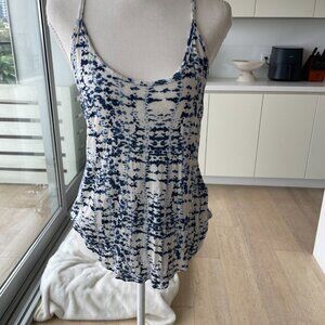 Ecoté Blue & White Printed Racerback Tank Top | Size S (NWT)
